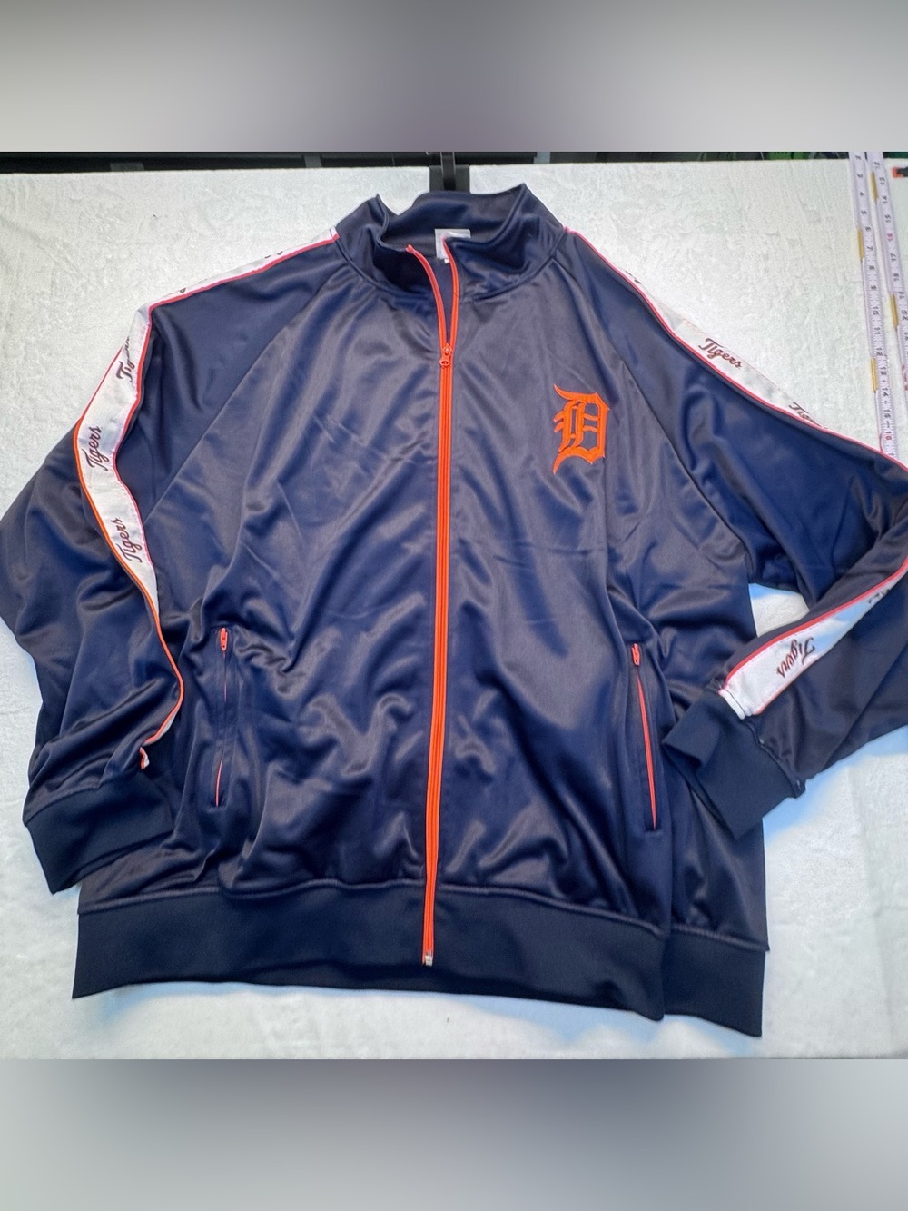 MLB Detroit Tigers Full Zip Track Jacket Navy Orange Men’s 4XL Vintage Style - Picture 2 of 8